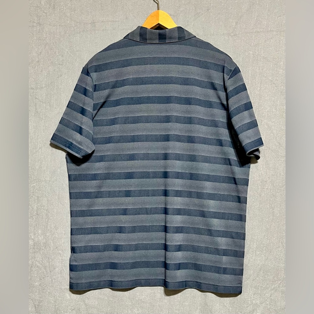 Adidas Men's Navy‎ And Grey Striped Polo Shirt - Picture 2 of 8